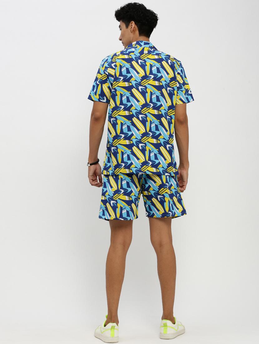 men multi colored graphic print cotton blend co-ord set - 20384290 - Standard Image - 2
