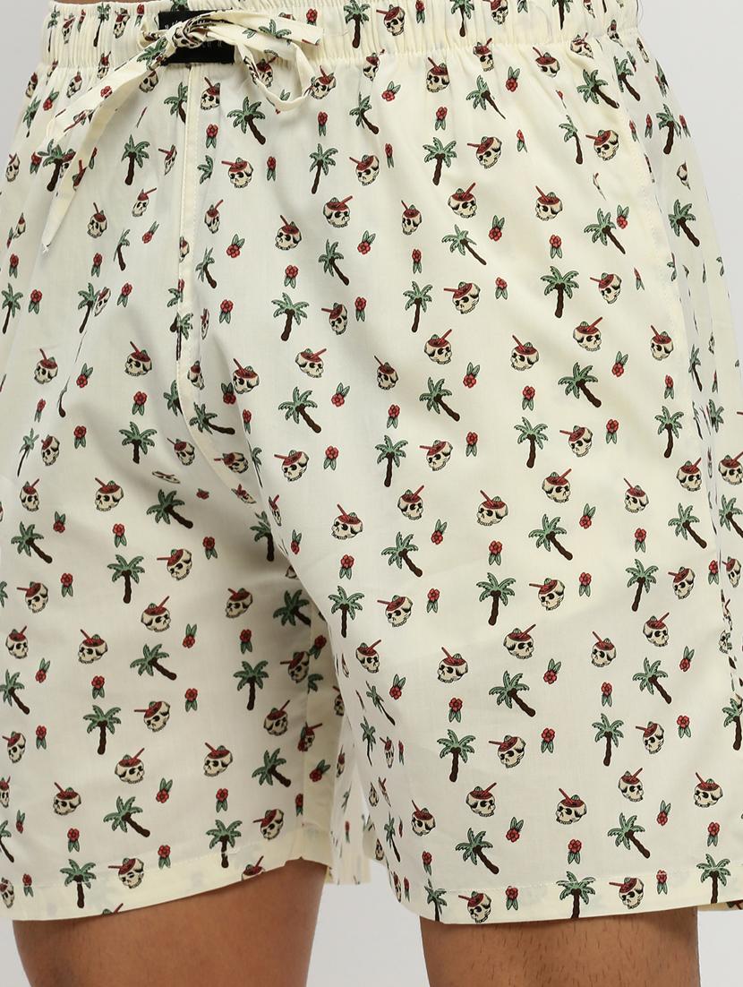 men beige printed cotton blend co-ord set - 20384293 - Standard Image - 7