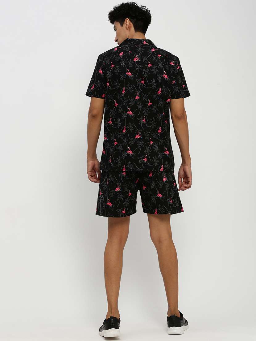 men black printed cotton blend co-ord set - 20384299 -  Standard Image - 2