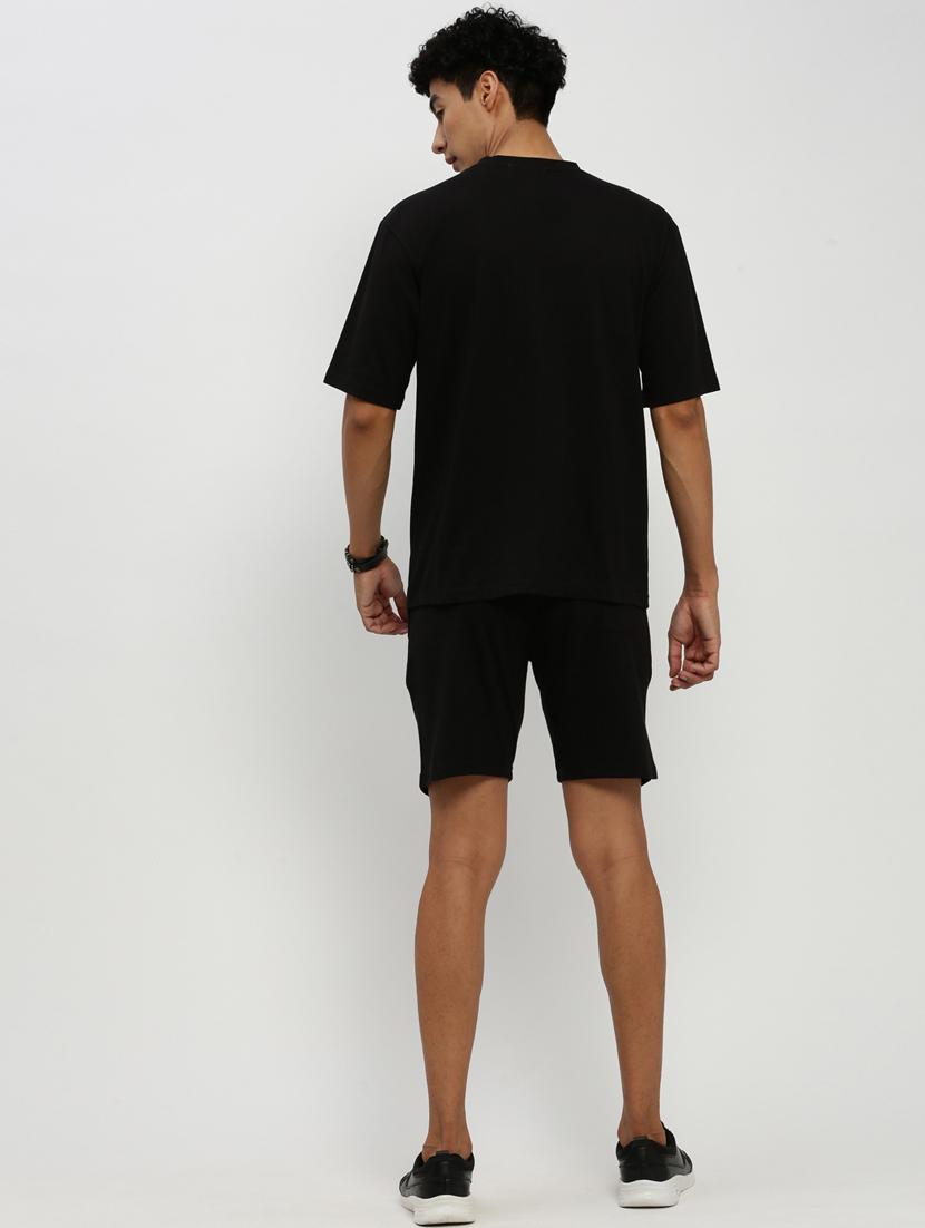 men solid black cotton blend co-ord set - 20384310 - Standard Image - 2