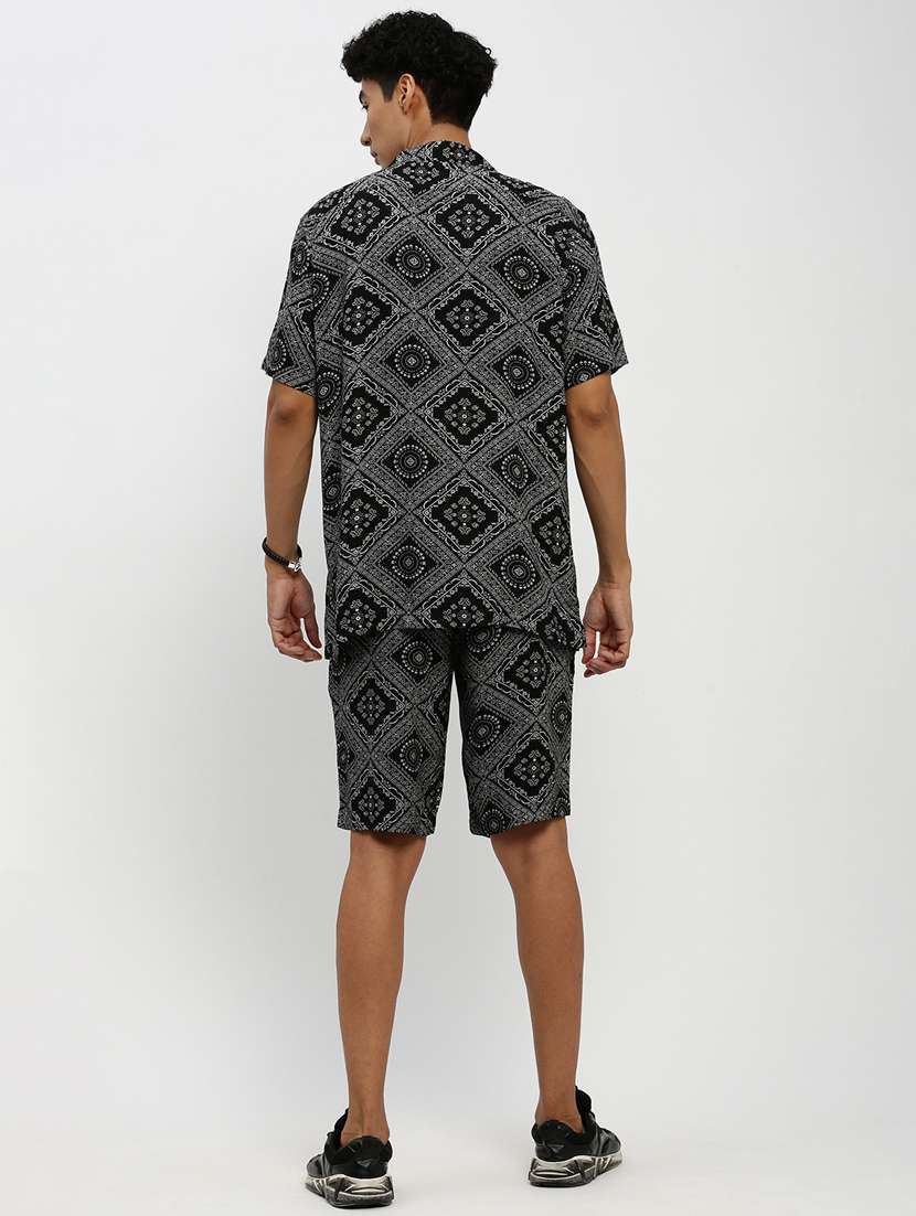men black block print cotton blend co-ord set - 20384318 -  Standard Image - 2