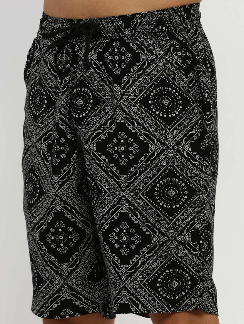 men black block print cotton blend co-ord set - 20384318 -  Standard Image - 7