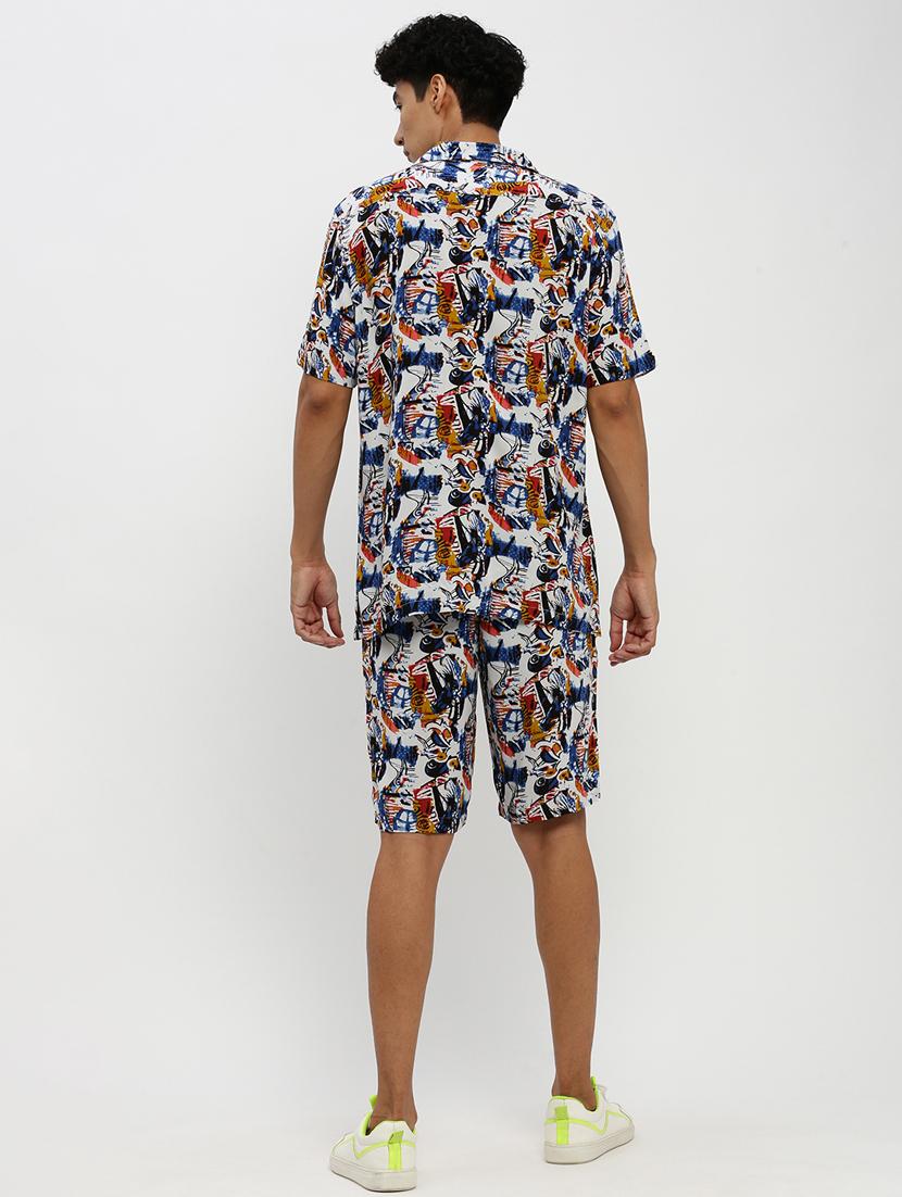 men multi colored abstract cotton blend co-ord set - 20384323 - Standard Image - 2