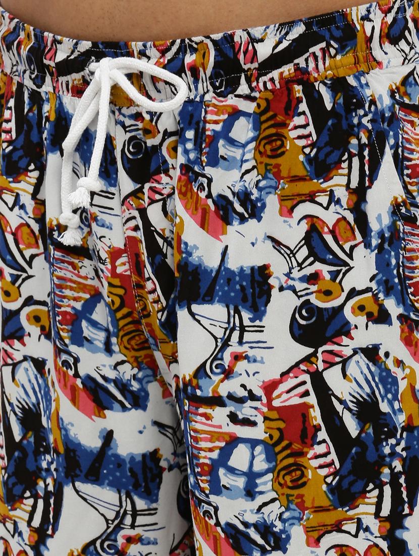men multi colored abstract cotton blend co-ord set - 20384323 - Standard Image - 7