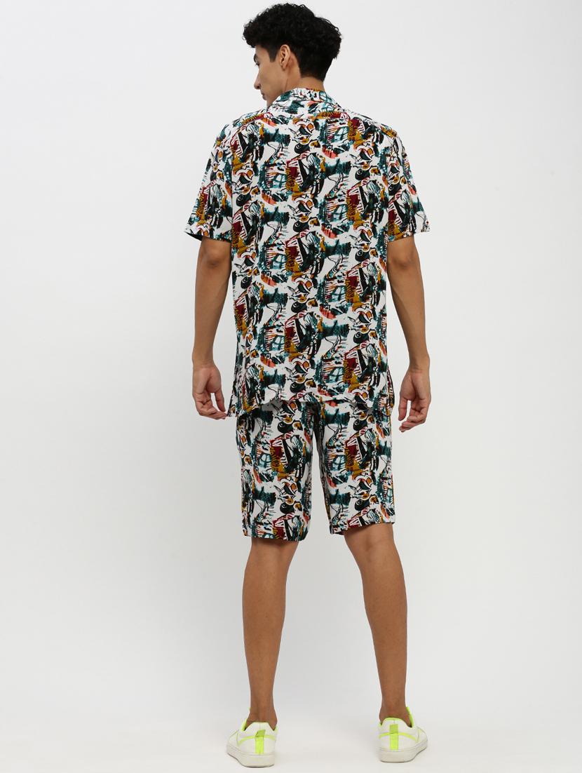 men multi colored abstract cotton blend co-ord set - 20384324 - Standard Image - 2