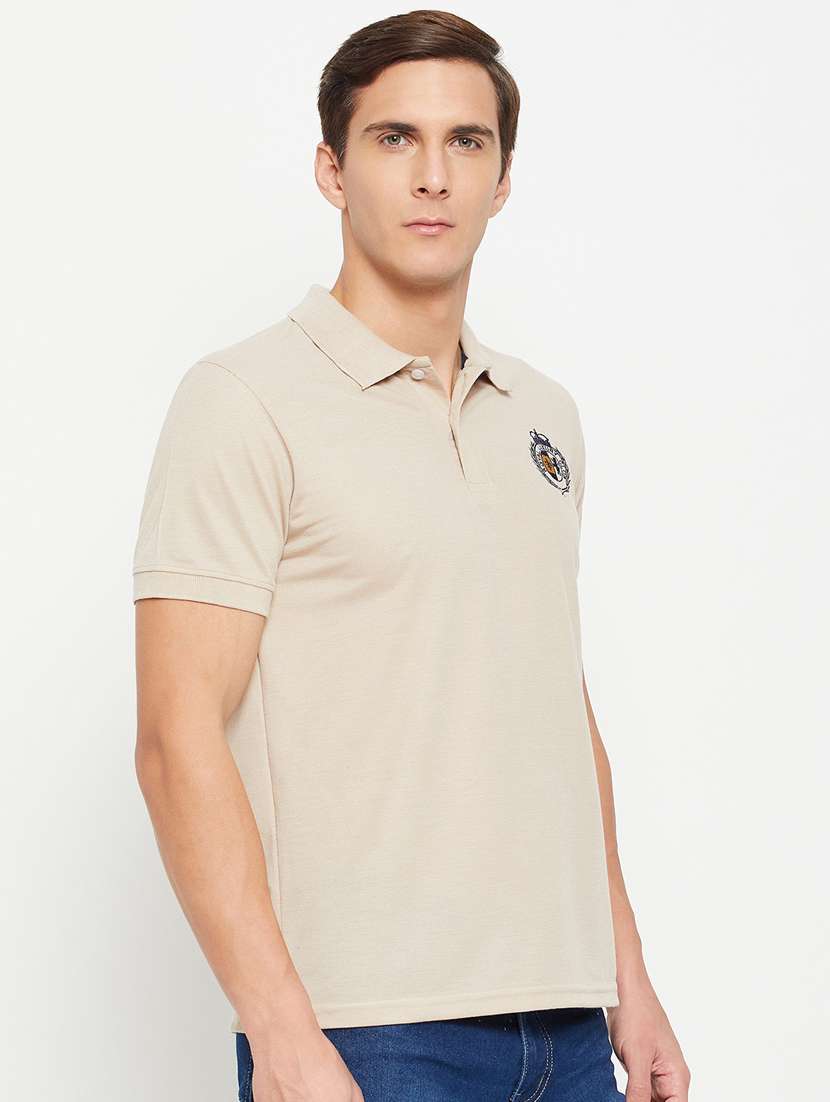 men cream polyester regular t-shirt - 20384329 -  Standard Image - 2