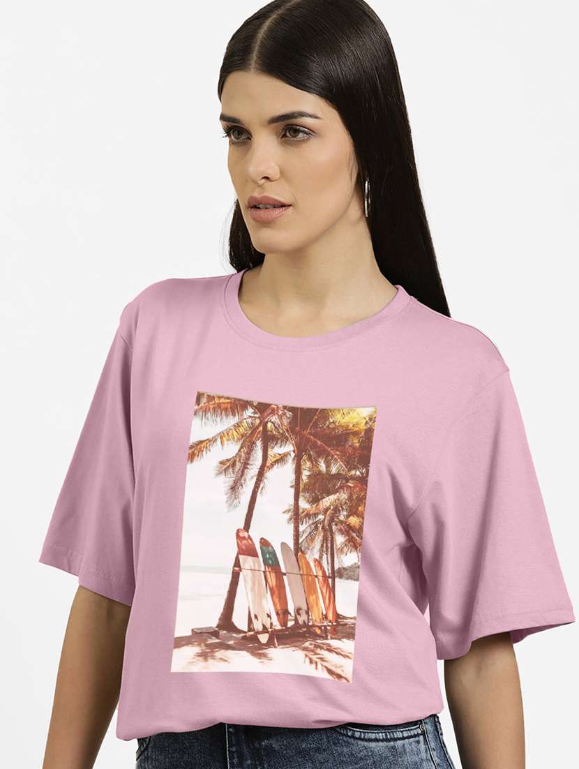 women's front print crew neck t-shirt
