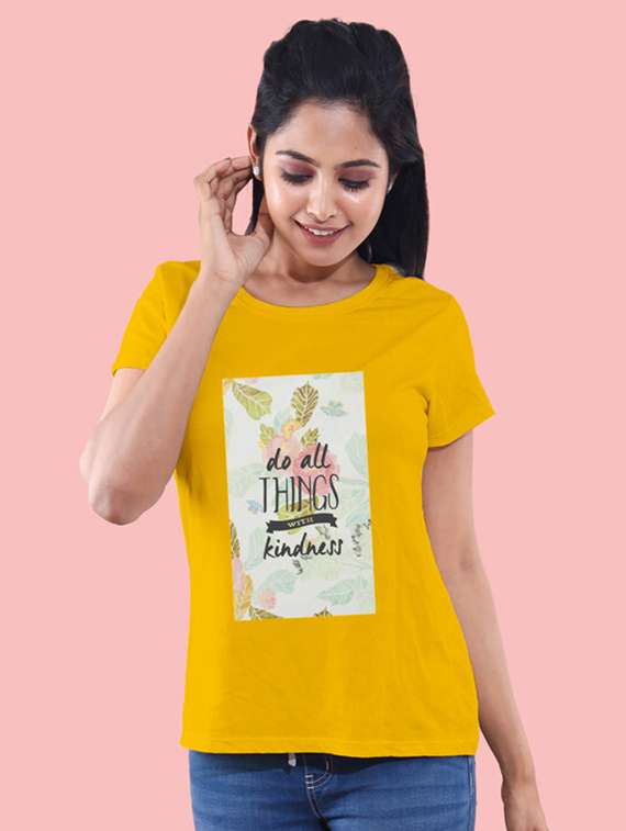 women's front print round neck t-shirt