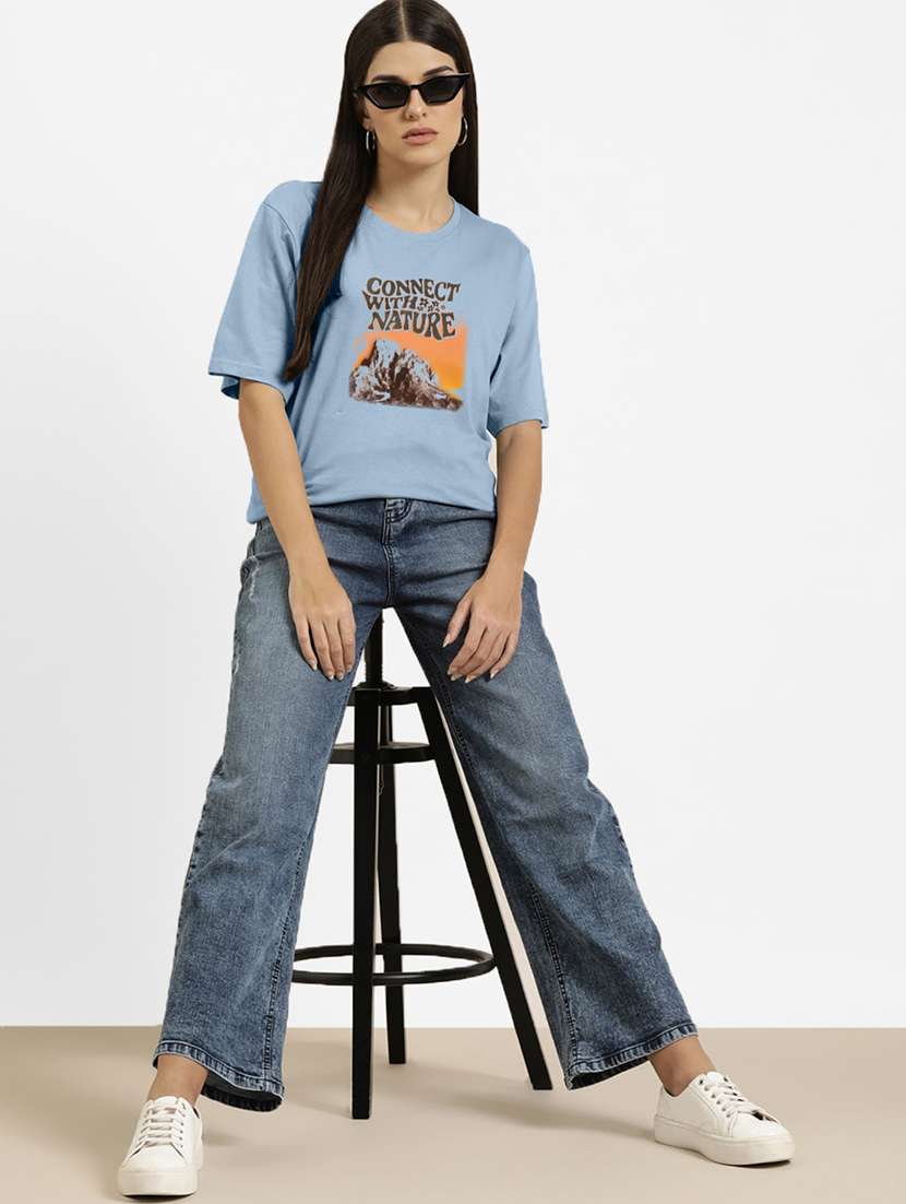 women's front print round neck t-shirt - 20385048 -  Standard Image - 2