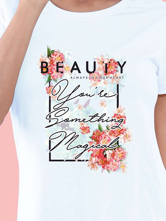 women's front print round neck t-shirt - 20385049 -  Standard Image - 2