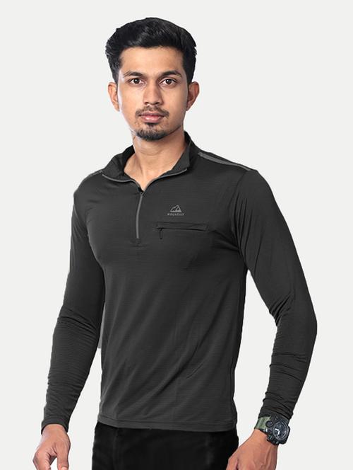 men charcoal solid polyester regular t-shirt - 20385132 - Standard Image - 0