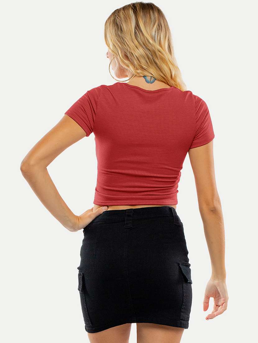 red self design crop top - 20385551 -  Standard Image - 2