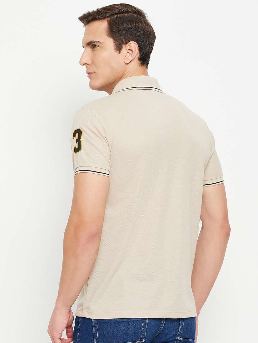 men cream polyester polo t-shirt - 20386167 -  Standard Image - 2