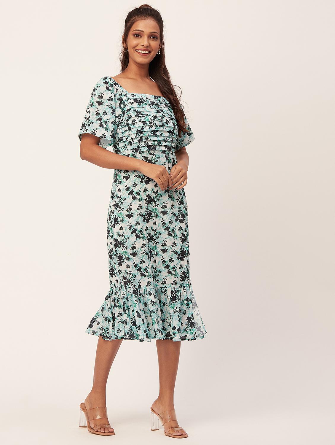 multi color floral print high slit dress - 20386176 - Standard Image - 2