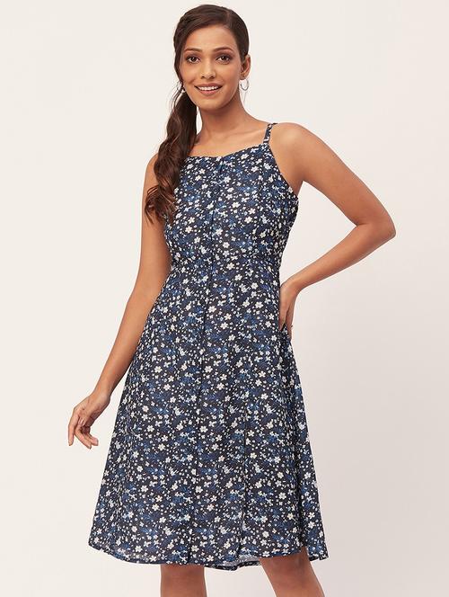 women multi color floral georgette a-line dress - 20386192 - Standard Image - 0