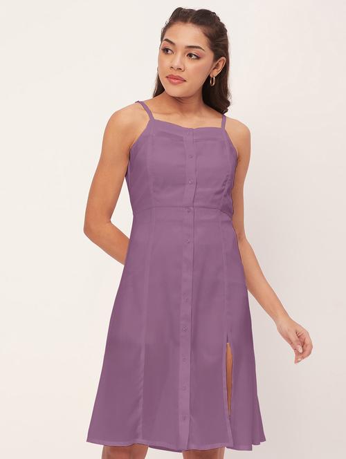 purple solid high slit dress - 20386193 -  Standard Image - 0