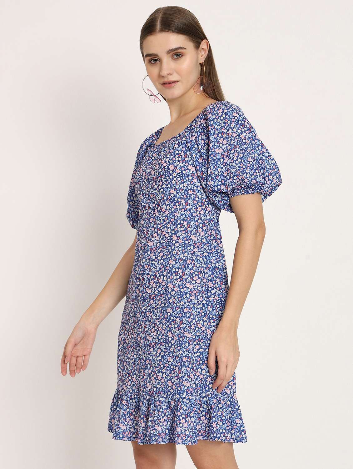 blue floral drop waist dress - 20386208 - Standard Image - 2