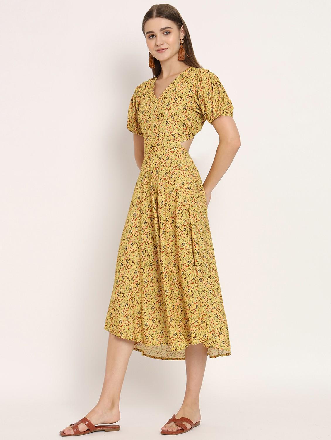 women multi color printed rayon fit & flare dress - 20386214 - Standard Image - 2
