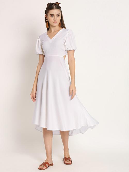 white solid high low dress - 20386221 - Standard Image - 0
