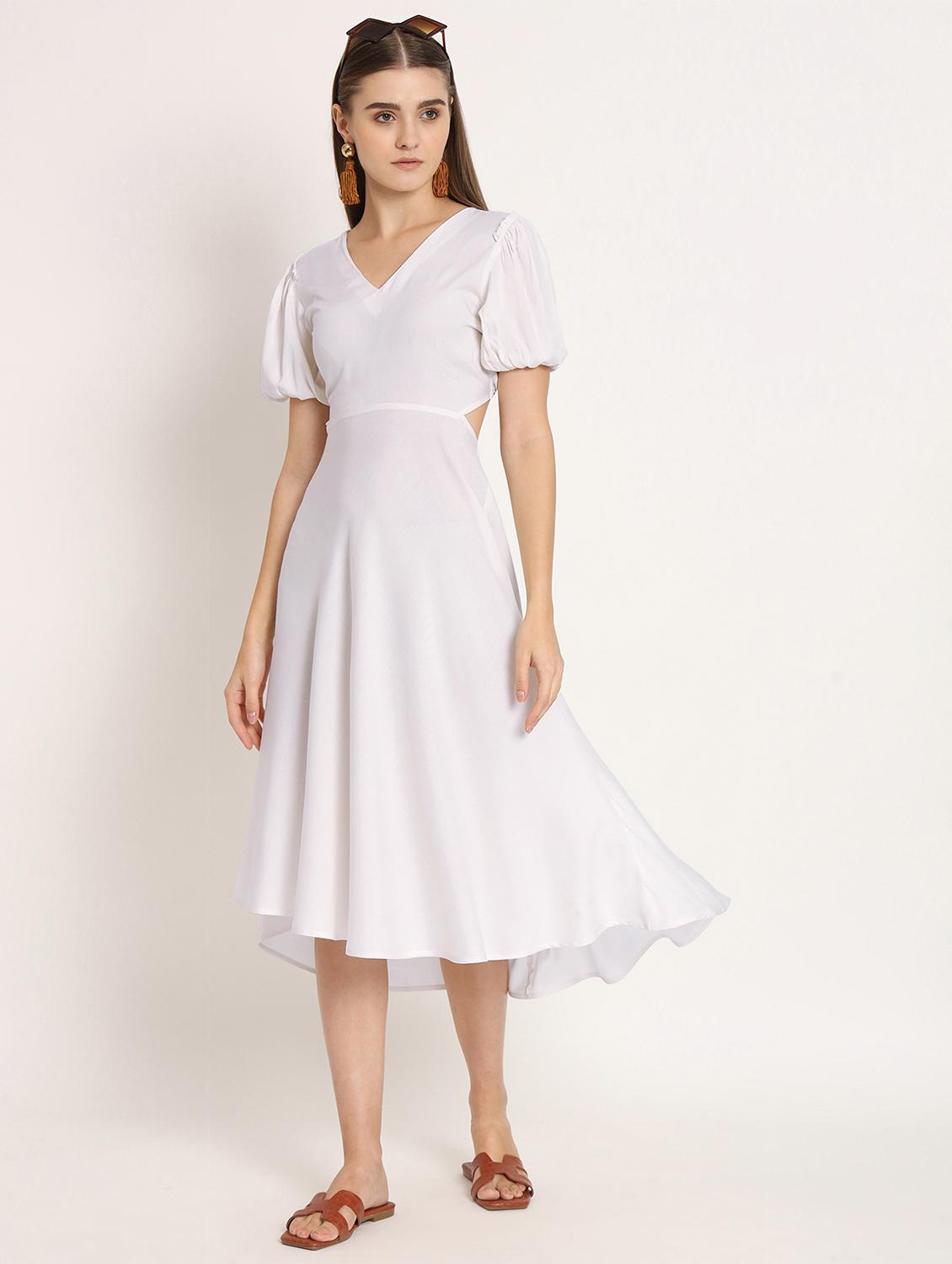 white solid high low dress - 20386221 - Zoom Image - 0