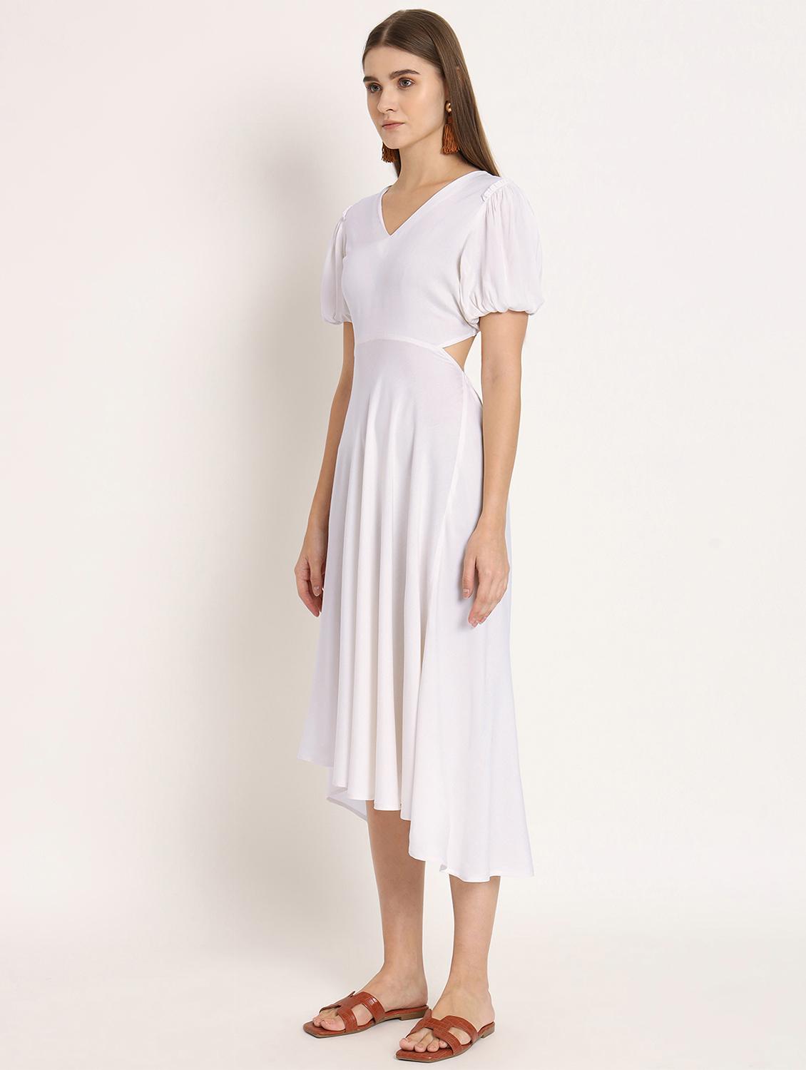 white solid high low dress - 20386221 - Standard Image - 2