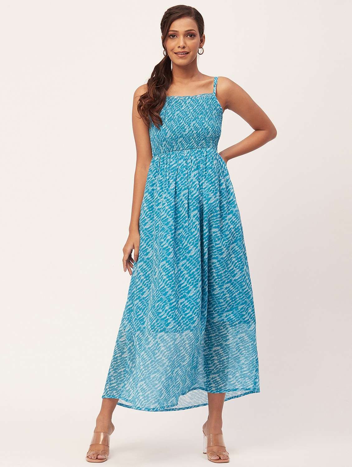 blue printed maxi dress