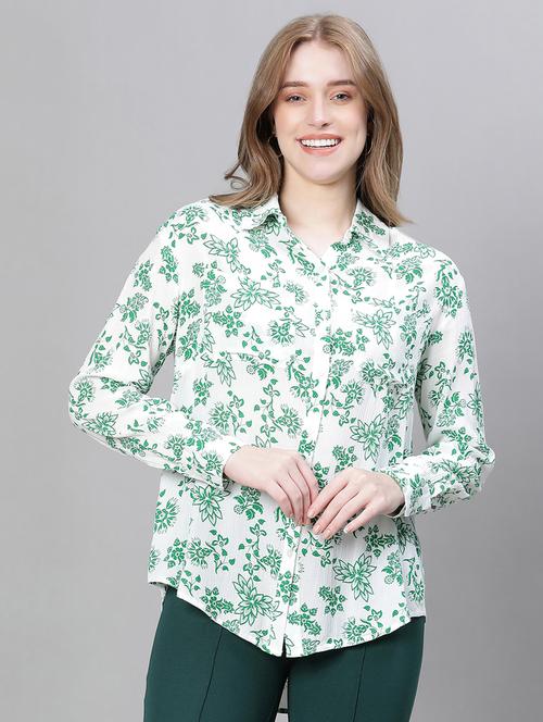 women printed viscose regular shirt - 20386240 - Standard Image - 0