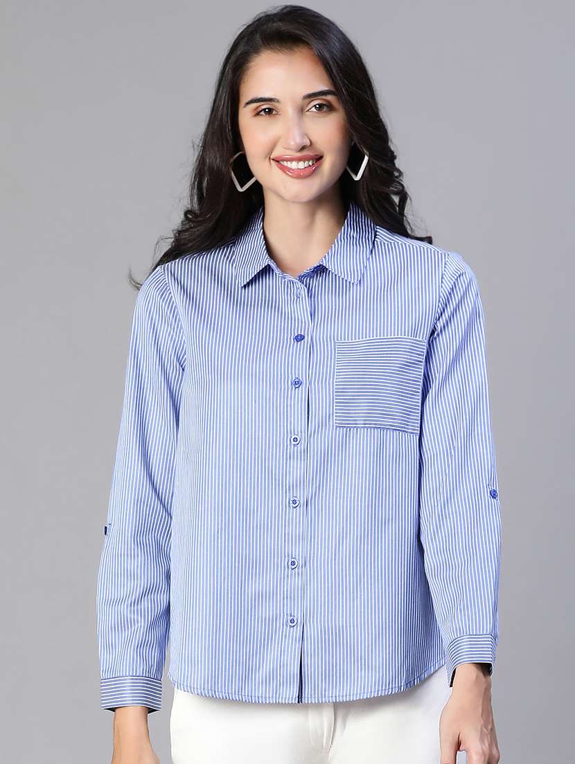 blue stripes print regular shirt