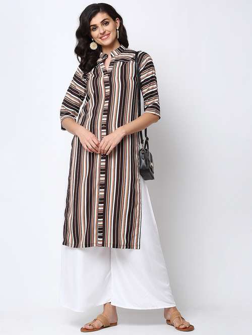 women multi color mandarin neck straight kurta - 20386262 -  Standard Image - 0