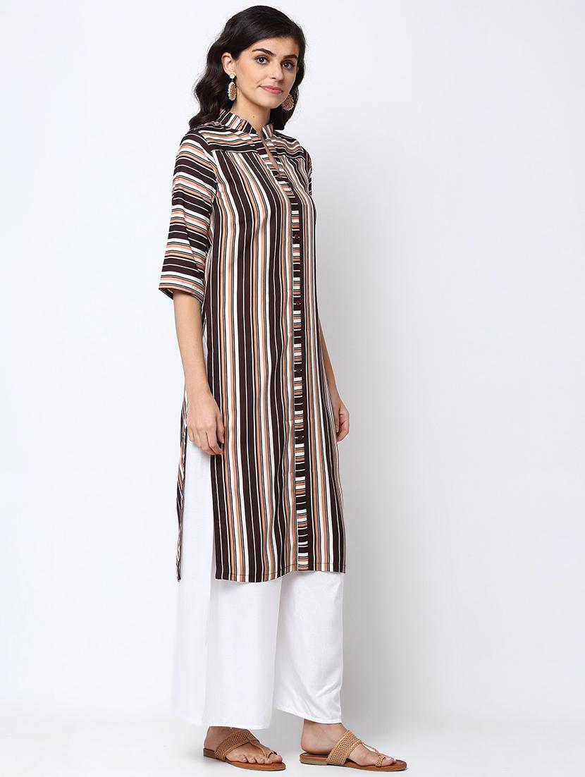 women multi color mandarin neck straight kurta - 20386262 -  Standard Image - 2