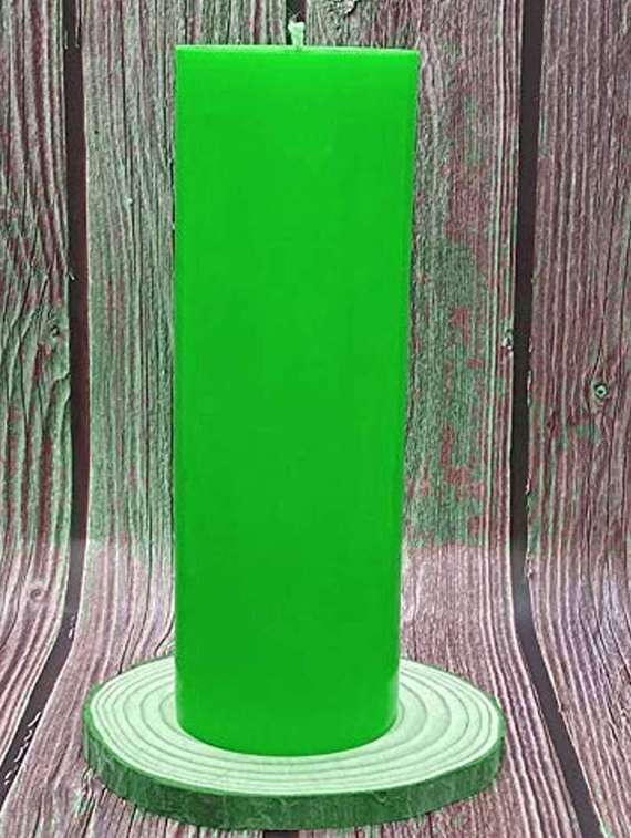 green pillar candles