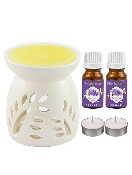 peepalcomm ceramic aroma diffuser with aroma oil & 2 t-light candles - 20386361 -  Standard Image - 0