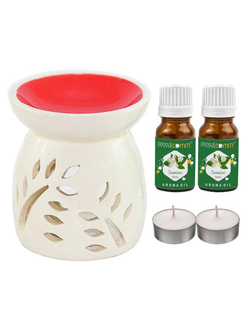 peepalcomm ceramic aroma diffuser with aroma oil & 2 t-light candles - 20386367 -  Standard Image - 0