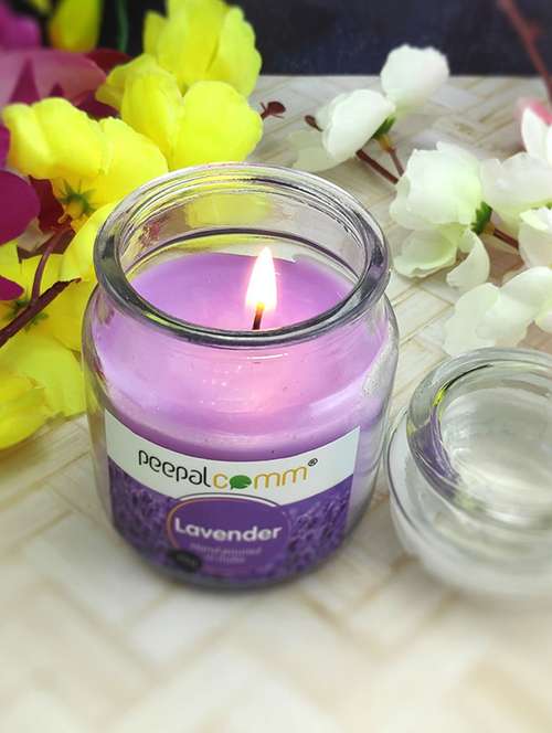 peepalcomm hand poured glass lavender fragrance scented wax big jar candle (pack of 3) - 20386393 -  Standard Image - 0
