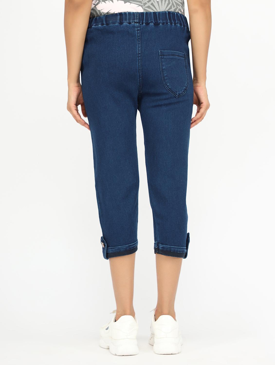 women blue skinny fit denim capri - 20386452 - Standard Image - 2