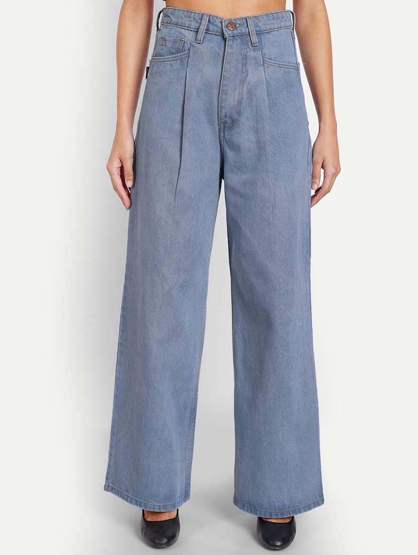 women's plain wide leg jeans - 20386507 -  Zoom Image - 0