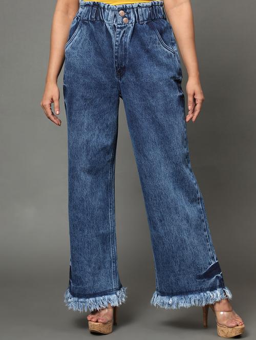 women's plain baggy leg jeans - 20386584 -  Standard Image - 0