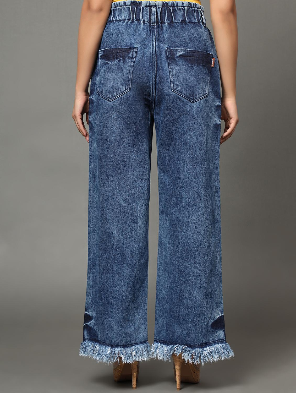 women's plain baggy leg jeans - 20386584 - Standard Image - 2