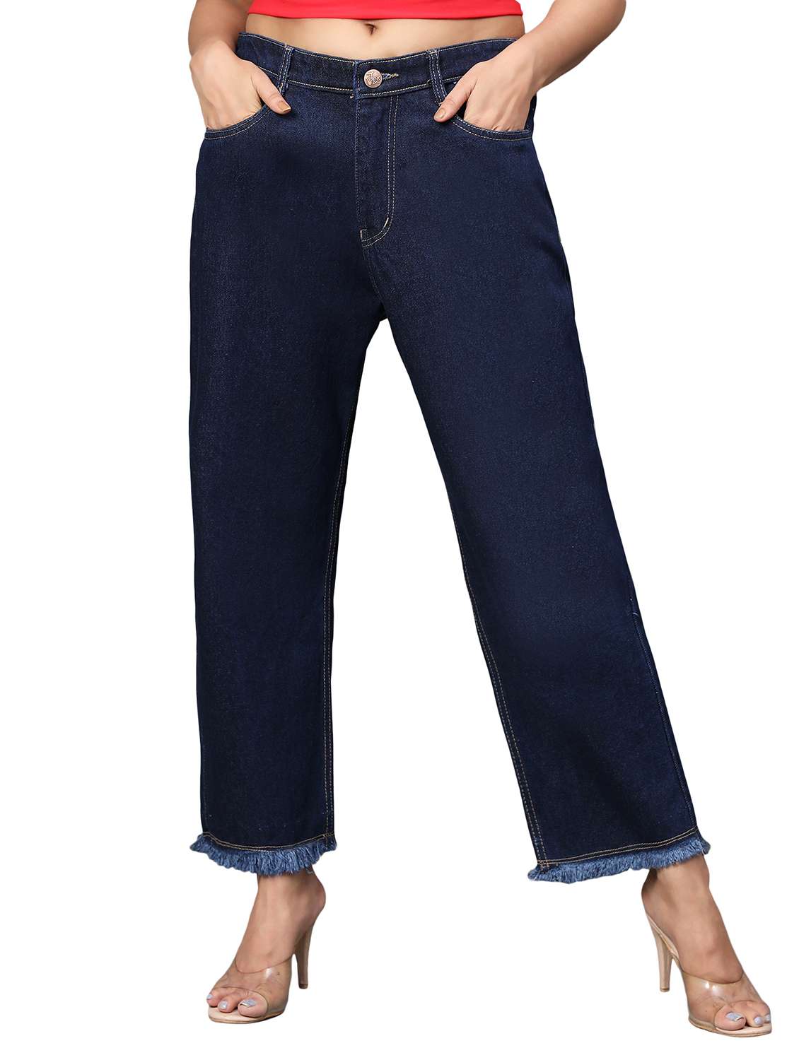 women's plain straight fit jeans - 20386681 - Zoom Image - 0