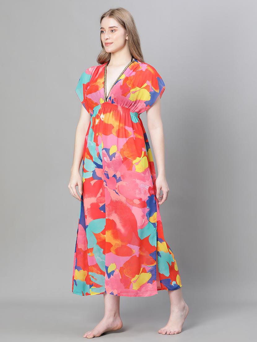 multi colored abstract print coverup - 20386731 - Standard Image - 2