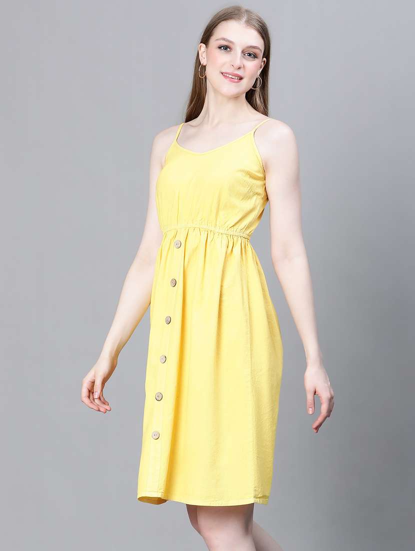 women solid shoulder strap dress - 20386734 - Standard Image - 2
