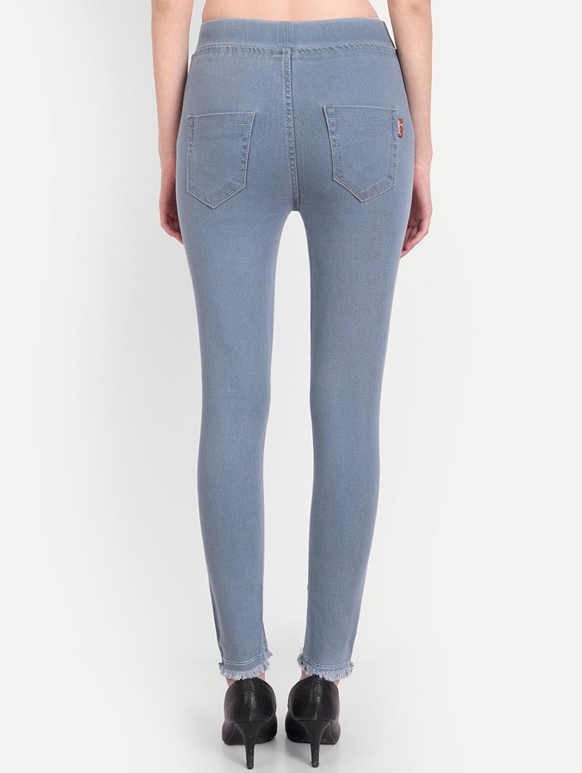 women light blue denim jegging - 20386762 - Standard Image - 2