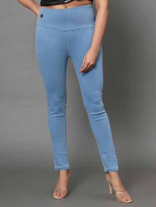 women light blue denim jegging - 20386772 -  Standard Image - 0