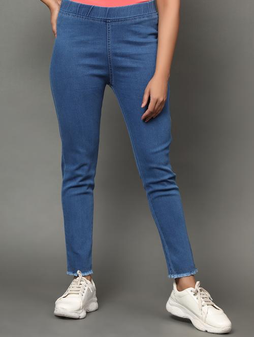 women light blue denim jegging - 20386792 - Standard Image - 0