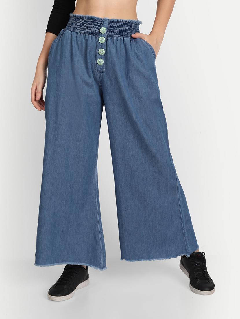women light blue denim palazzo - 20386840 -  Zoom Image - 0
