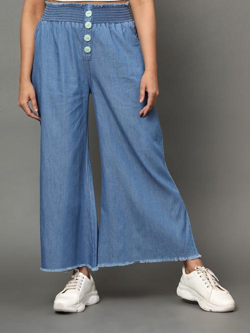 women light blue denim palazzo - 20386842 -  Standard Image - 0