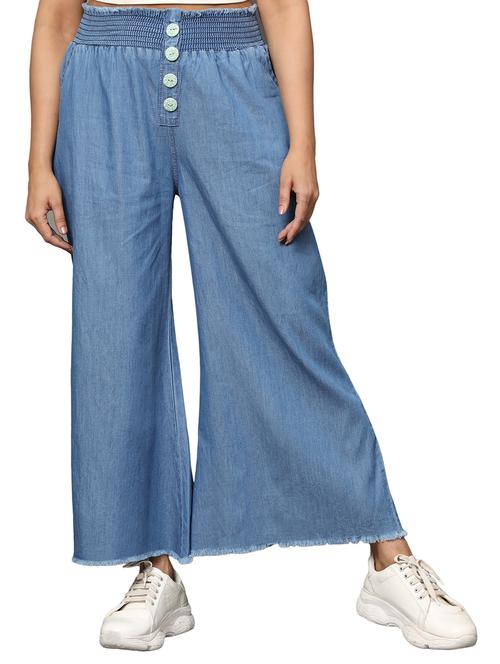 women light blue denim palazzo - 20386844 - Standard Image - 0