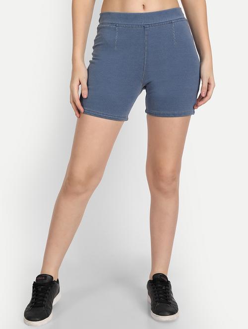 women light blue denim shorts - 20386970 - Standard Image - 0