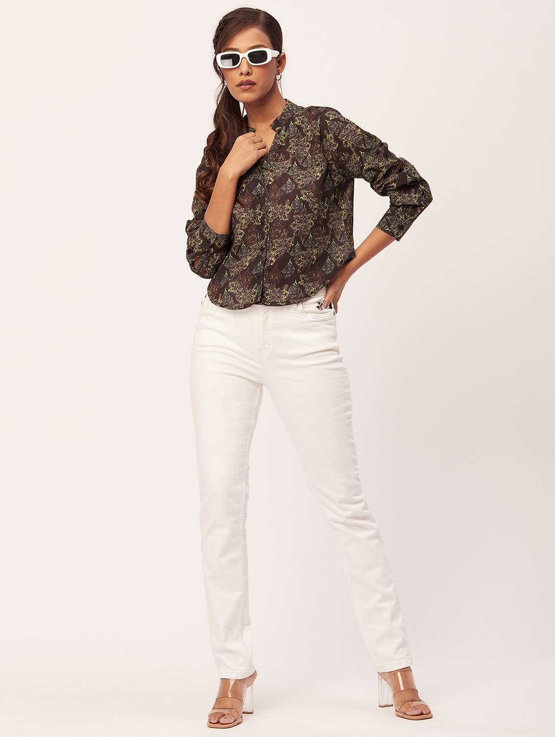 brown printed regular shirt - 20387202 - Standard Image - 2