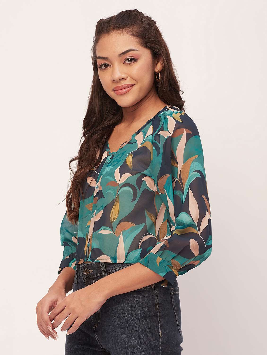 multi color printed crop top - 20387213 -  Standard Image - 2